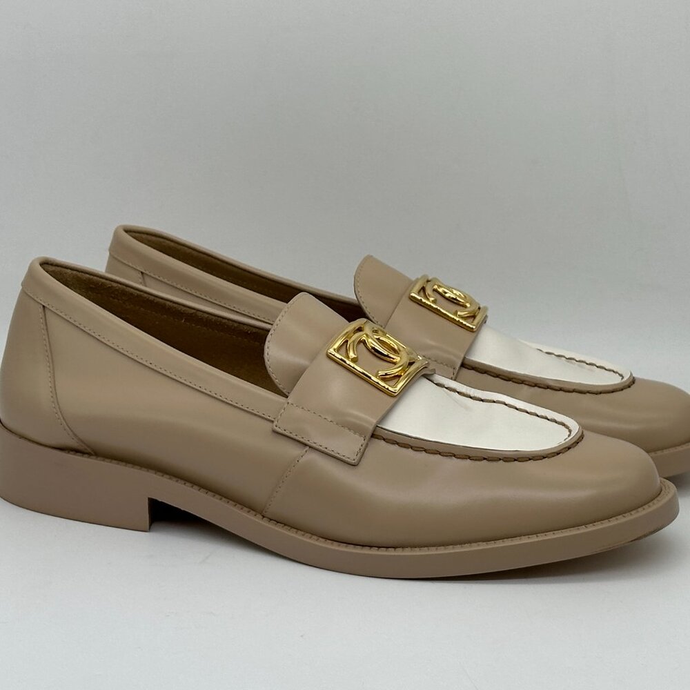 CHANEL 23B Two Tone Calfskin Leather CC Logo Loafers Flat Shoes - Picture 6 of 16